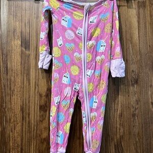 Little Sleepies Pink One Piece with Milk and Cookie Print